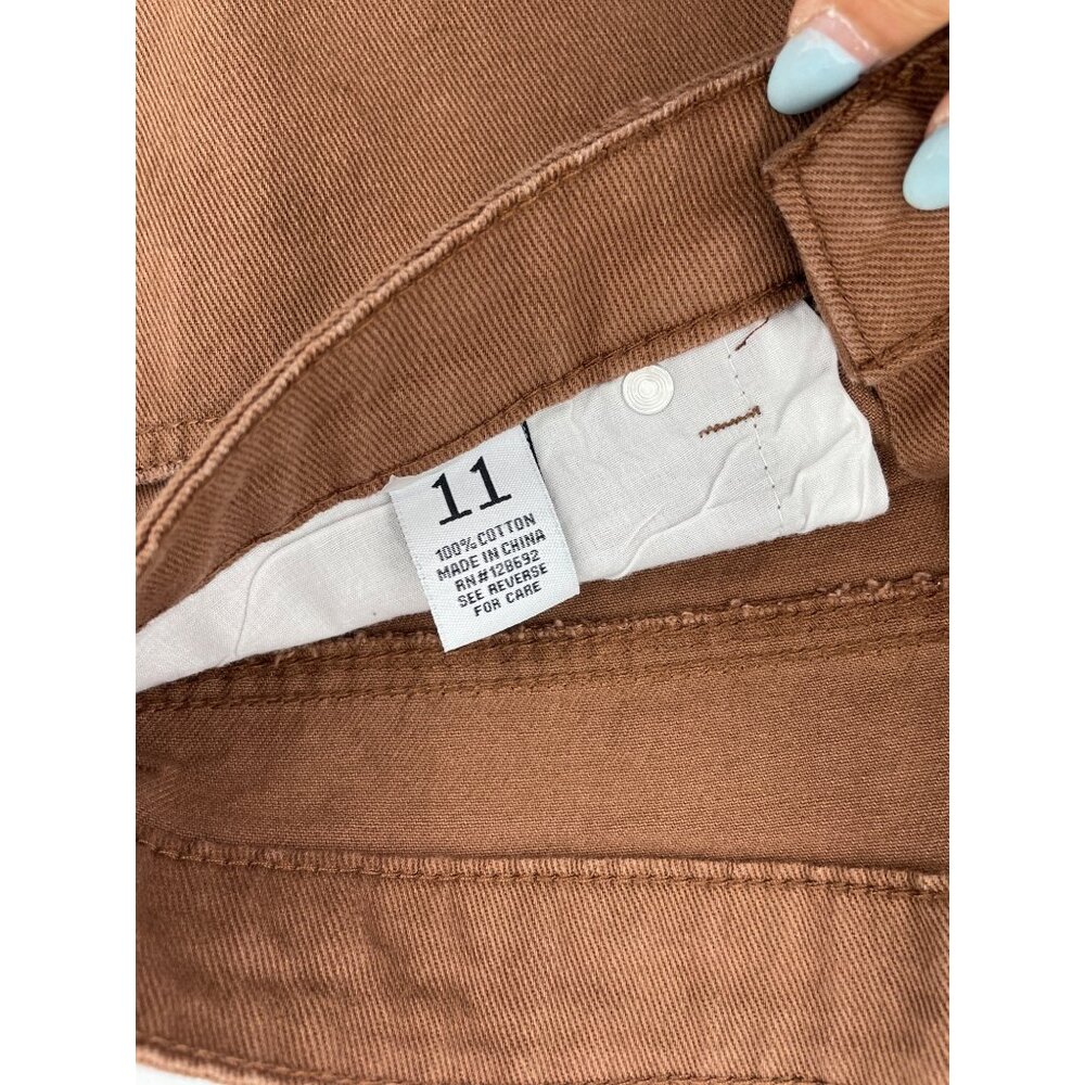 Women’s 100% Cotton High Rise Brown Distressed Wide Leg Jeans Size 11 - Picture 6 of 12